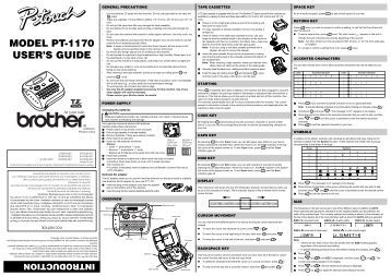 Brother p touch 1100 user manual